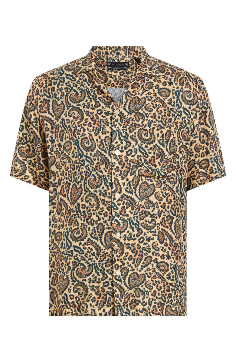 AllSaints Leopard Paisley Camp Shirt, Alternate, color,