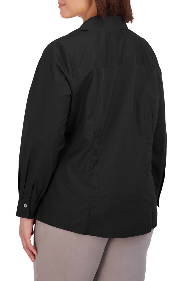 Foxcroft Taylor Non-Iron Long Sleeve Stretch Button-Up Shirt, Alternate, color, Black