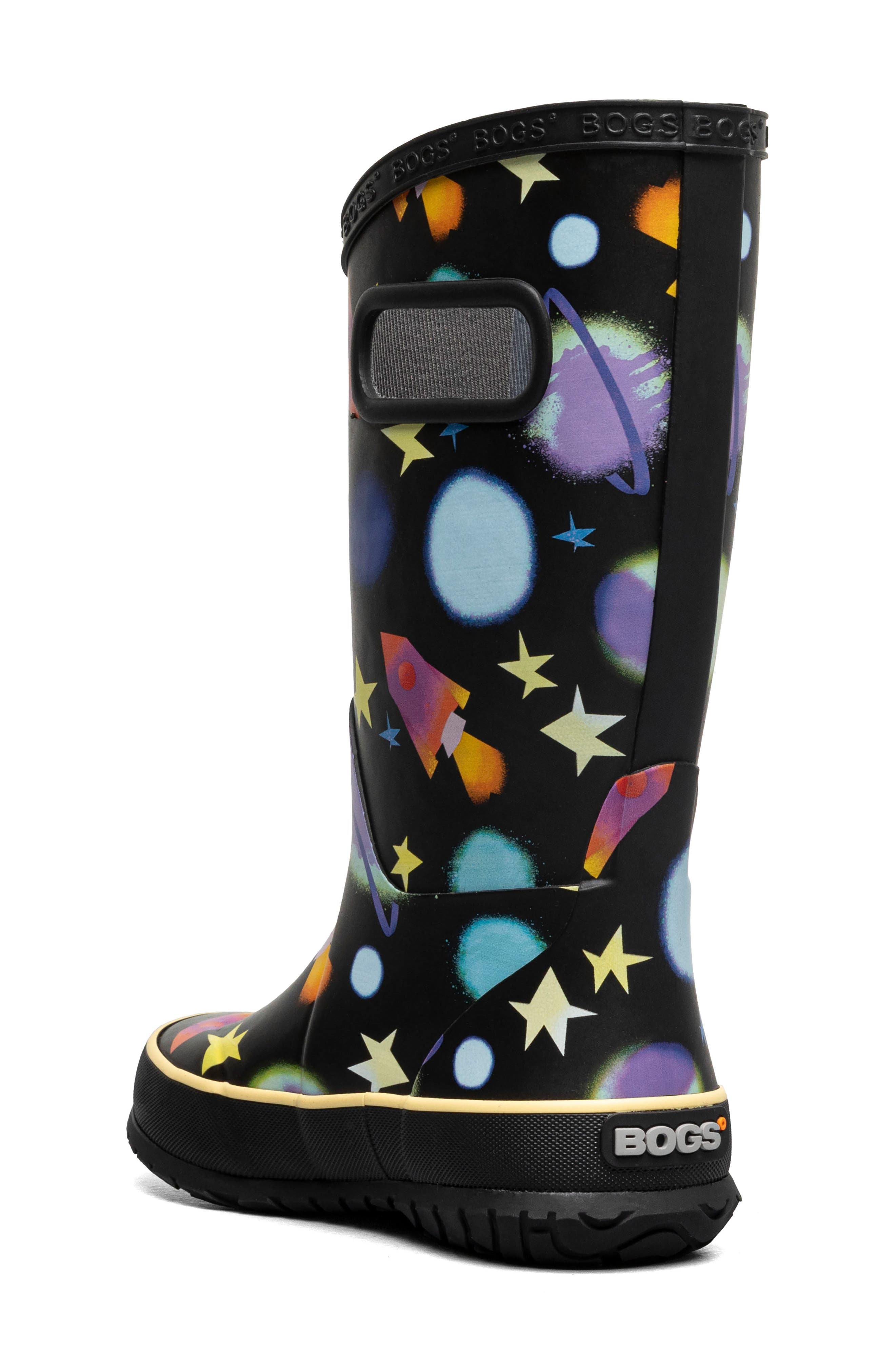 Bogs Kids' Waterproof Rain Boot, Alternate, color, Black Multi