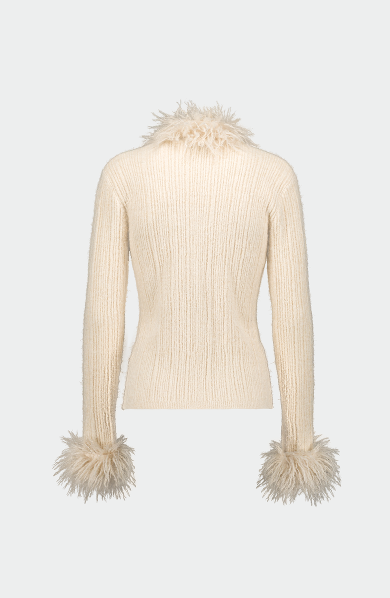 SAEMDI Mongolian Faux Fur Cardigan, Alternate, color, 