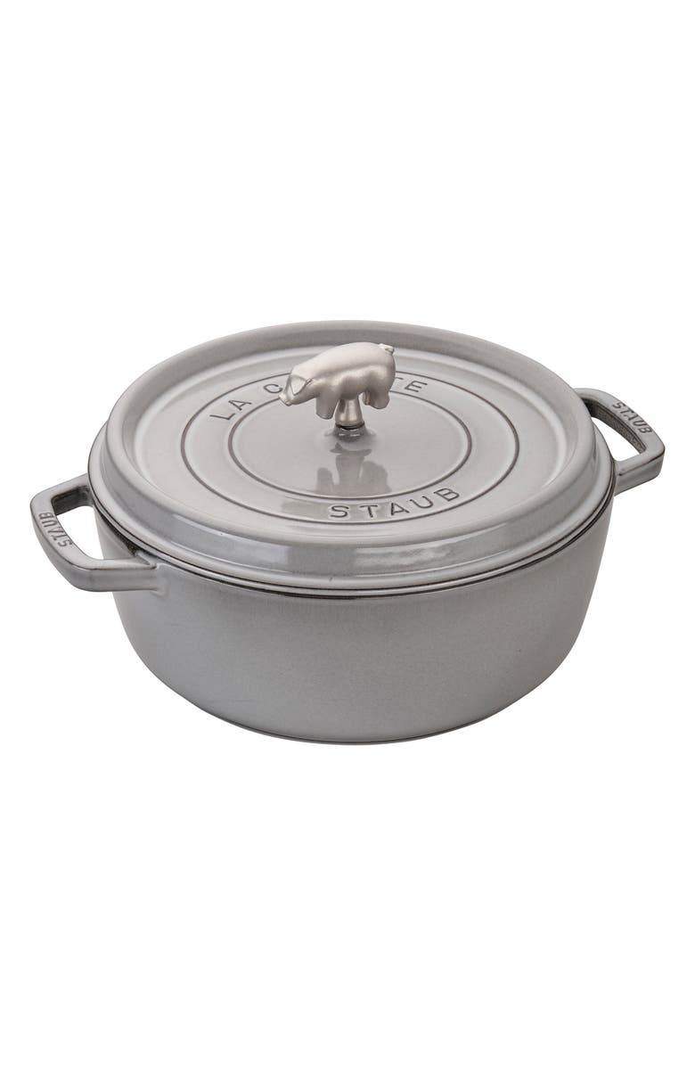 Staub 6-Quart Enameled Shallow Round Cast Iron Dutch Oven, Main, color, 