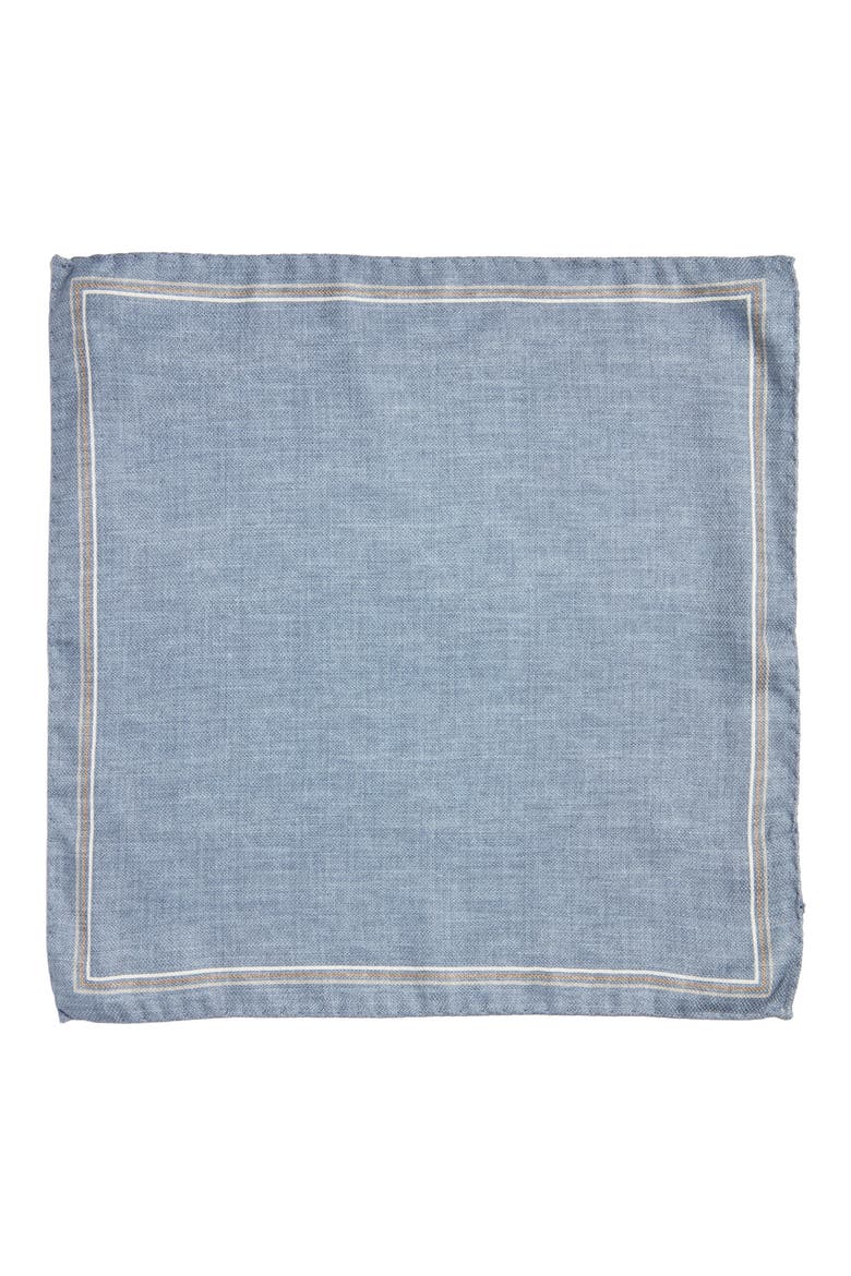 Crestwool Solid & Houndstooth Check Reversible Silk Pocket Square, Alternate, color, NAVY