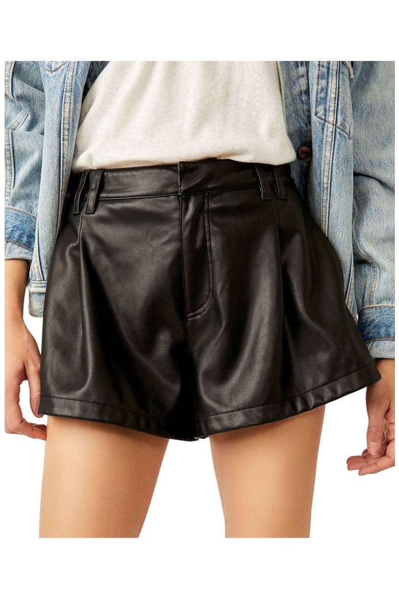 Free Reign Faux Leather Shorts, Alternate, color, BLACK