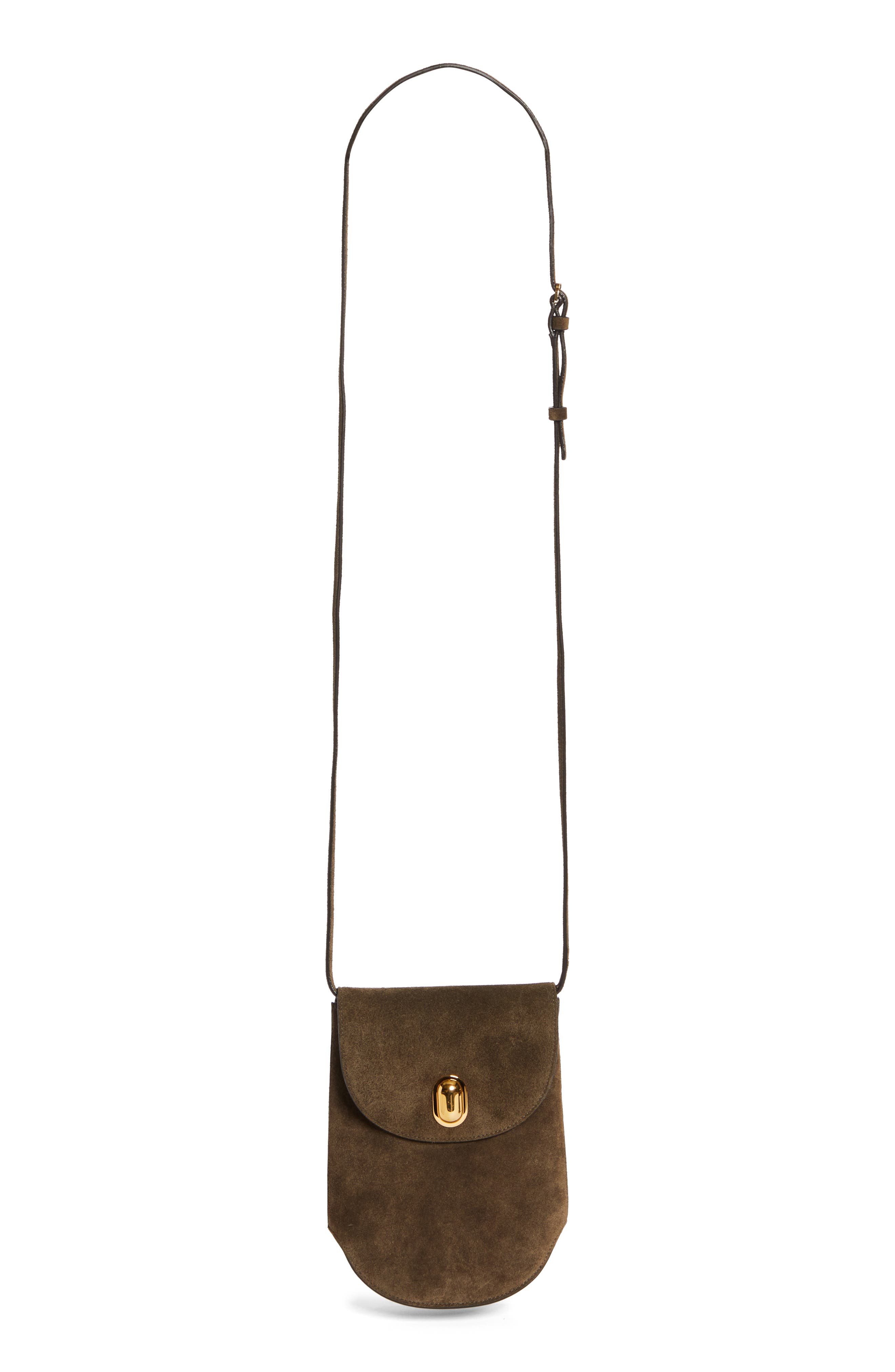 SAVETTE Tondo Suede Crossbody Pouch, Main, color, 