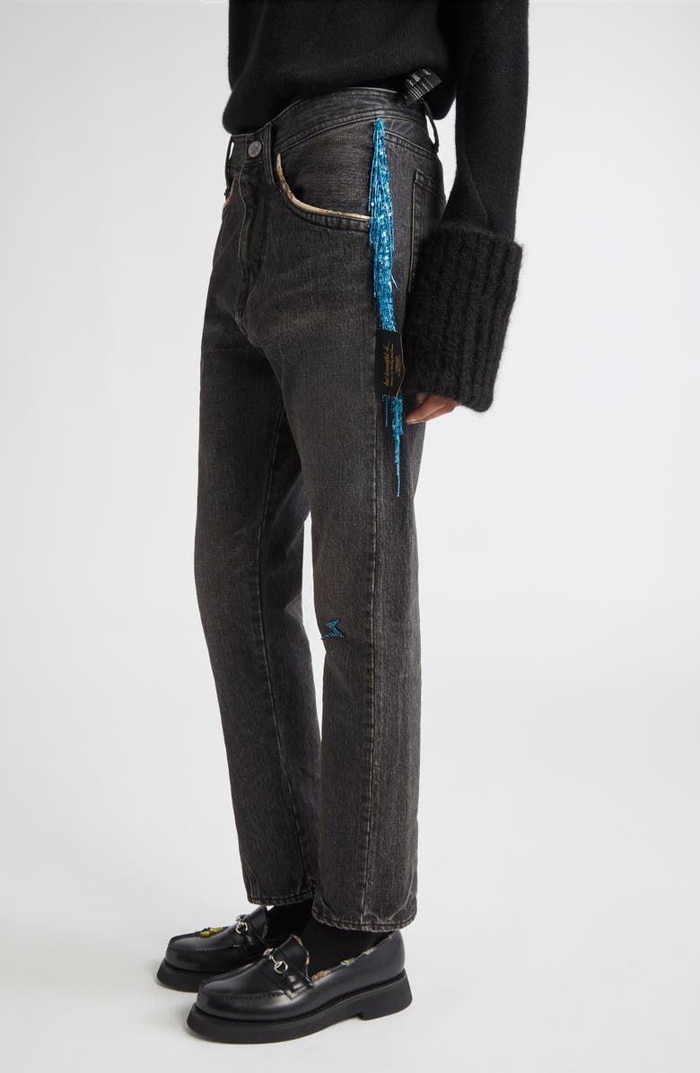 Undercover Beaded Fringe Trim Jeans, Alternate, color, 