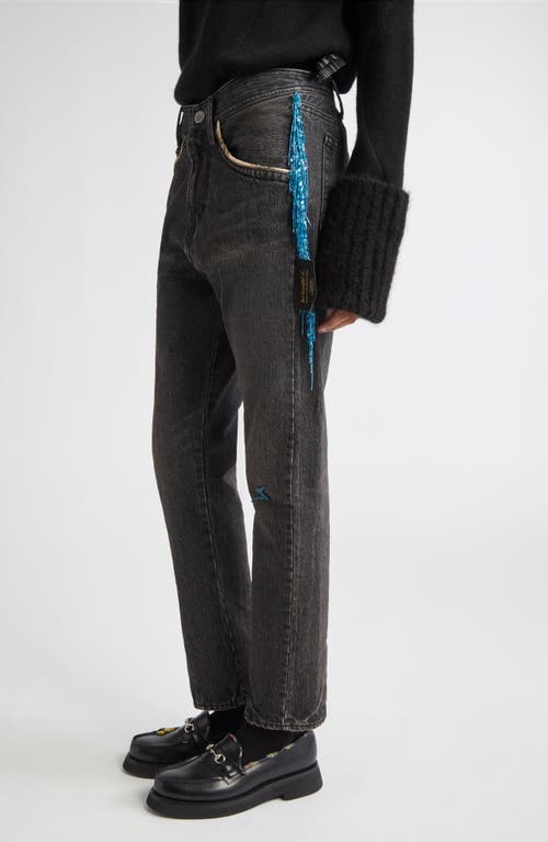 Undercover Beaded Fringe Trim Jeans In Gray