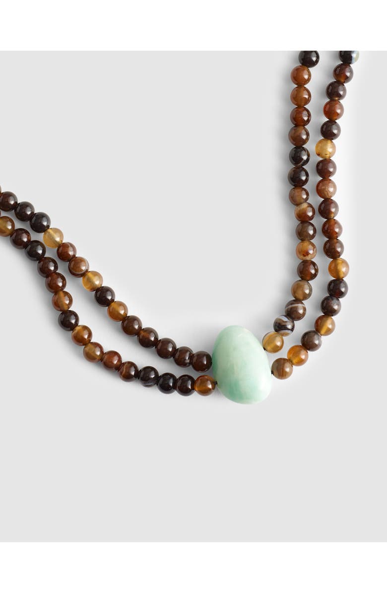 Madewell Semiprecious Stone Beaded Double Necklace, Alternate, color, Brown/ Antique Gold