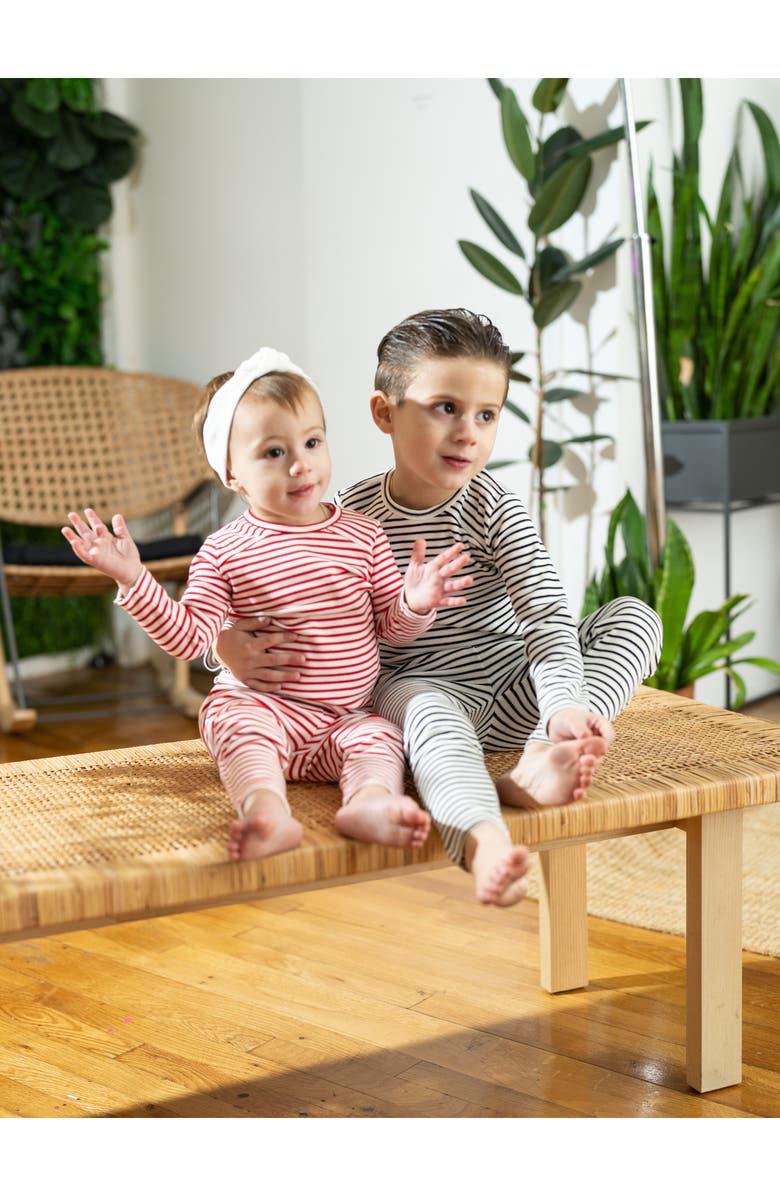 Manière Stripe Stretch Cotton T-Shirt & Pants Set, Alternate, color, Black