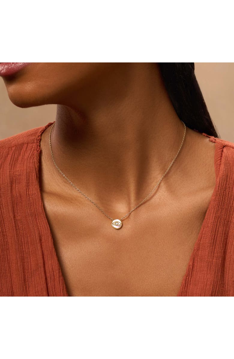 Karma and Luck Zen Warrior Gold Evil Eye Necklace, Alternate, color, Gold/White