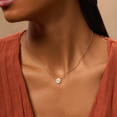 Karma And Luck Zen Warrior Gold Evil Eye Necklace In Gold/white
