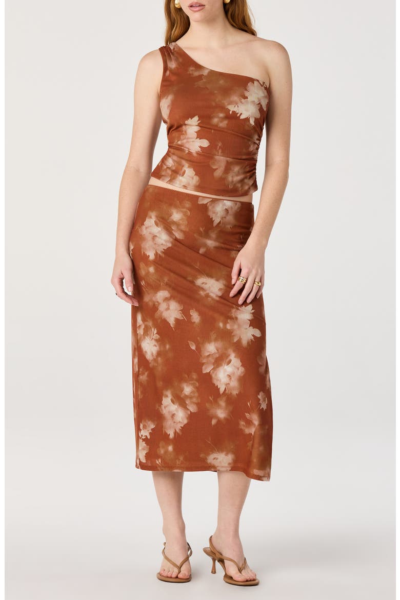 Adalee One-Shoulder Top, Alternate, color, BROWN FLORAL