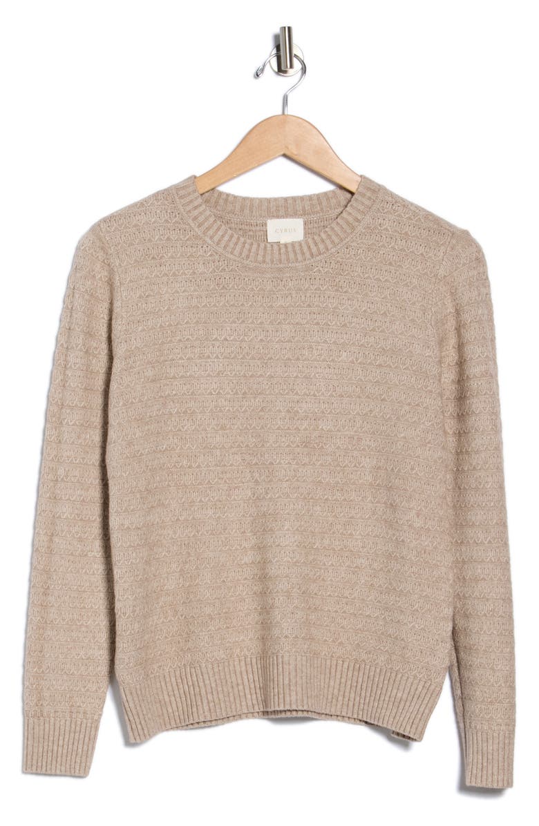 CYRUS Textured Stitch Crewneck Sweater, Alternate, color, Pumice