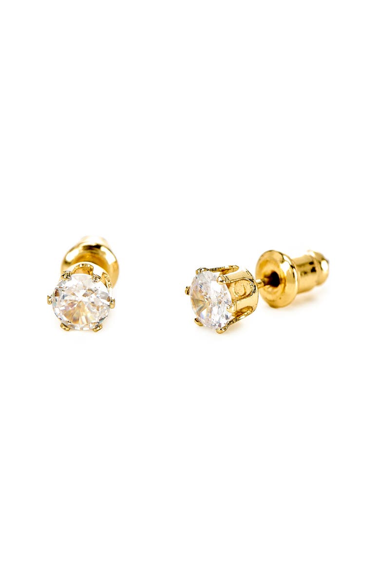 Cubic Zirconia Stud Earrings & Tennis Bracelet Set, Alternate, color, METALLIC GOLD