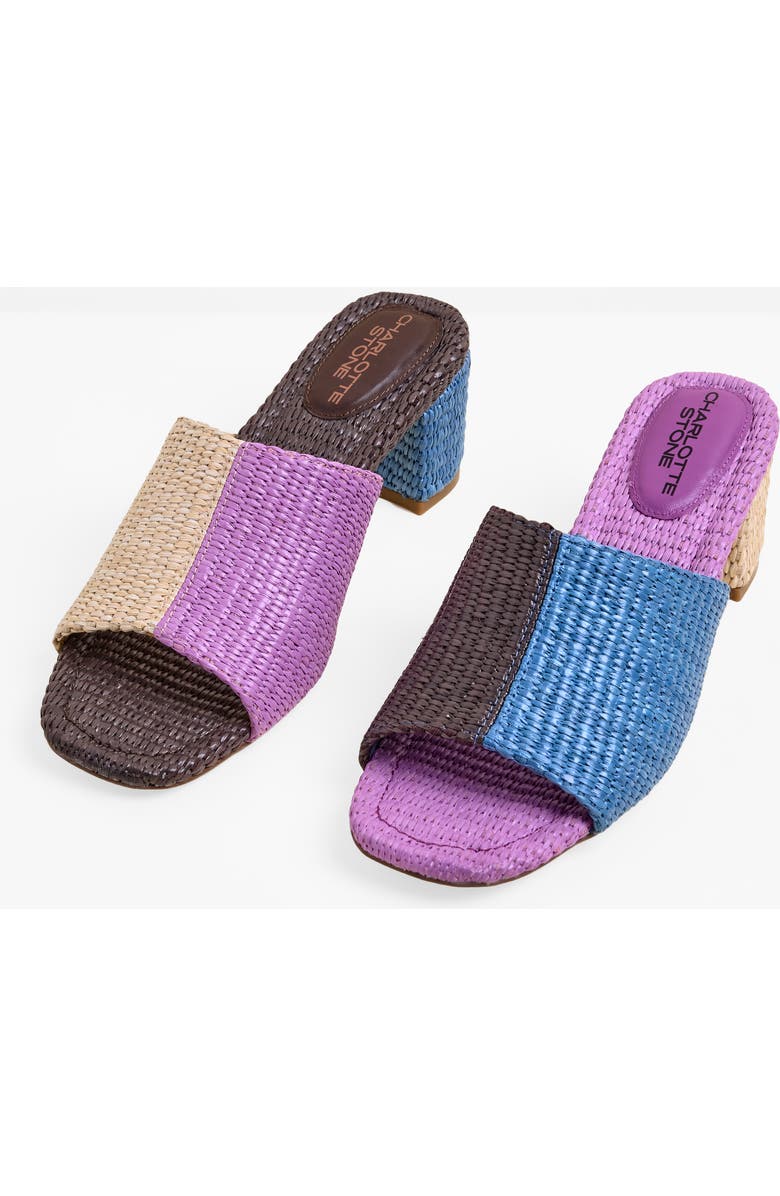 Charlotte Stone Lenu Mismatch Woven Slide Sandal, Main, color, Raffia