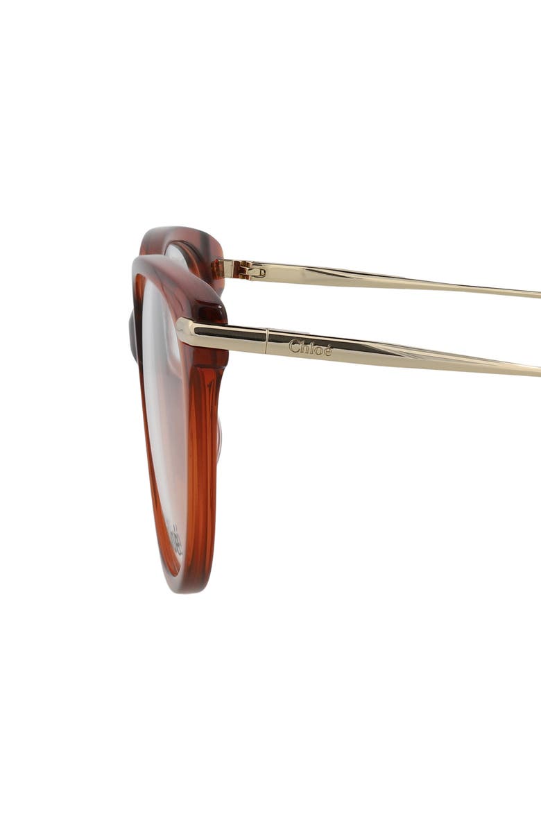Chloé Core 53mm Cat Eye Optical Glasses, Alternate, color, Brown Gold Transparent
