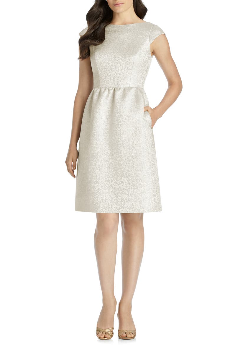 Bateau Neck Cocktail Dress, Main, color, IVORY GOLD
