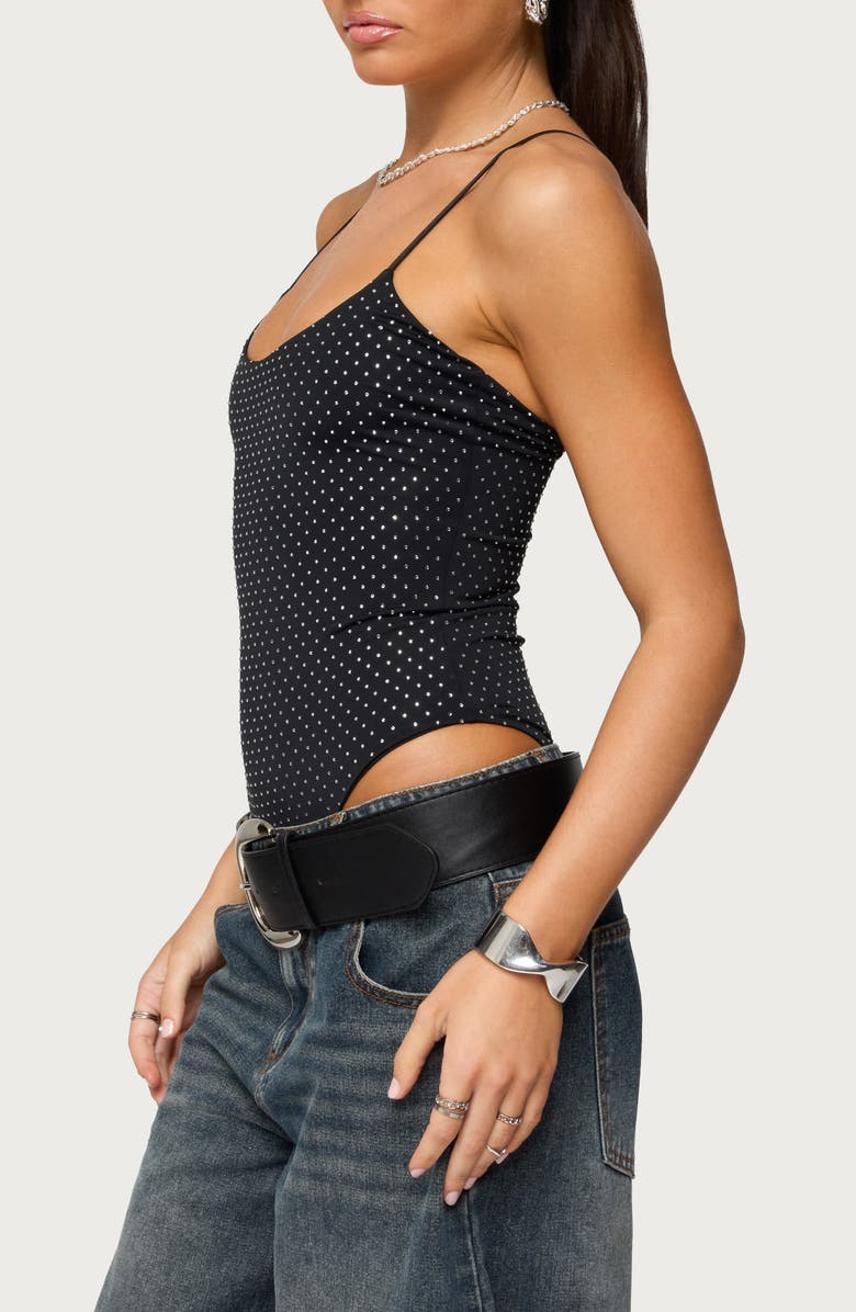 EDIKTED Georgey Rhinestone Bodysuit, Alternate, color,