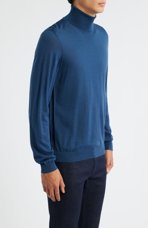 Hugo Boss Boss Musso Virgin Wool Turtleneck Sweater In Blue