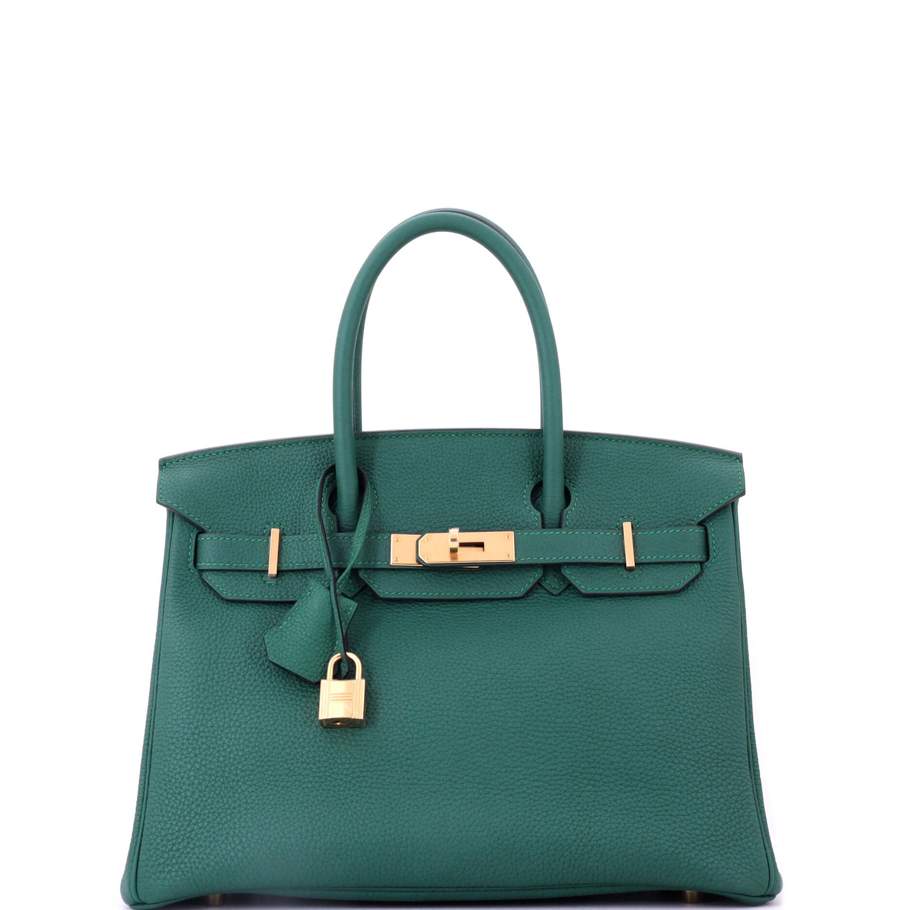 Pre-Owned Hermes Birkin Handbag Green Togo with Gold Hardware 30, Main, color, Malachite