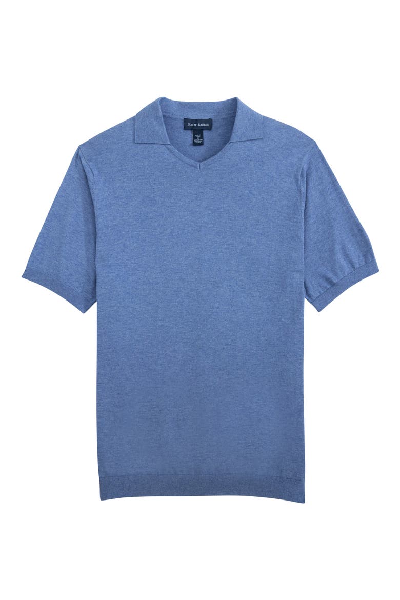 Short Sleeve Johnny Collar Polo Sweater, Alternate, color, DENIM