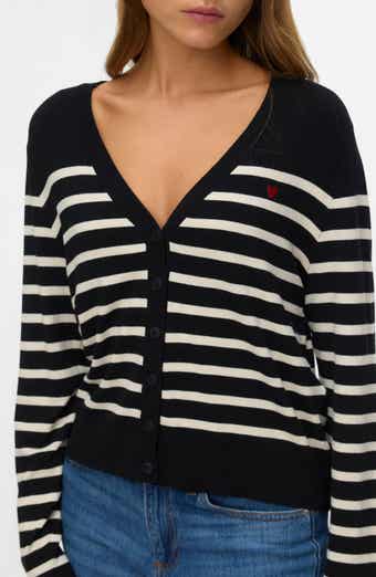VERO MODA Dory Stripe V-Neck Crop Cardigan