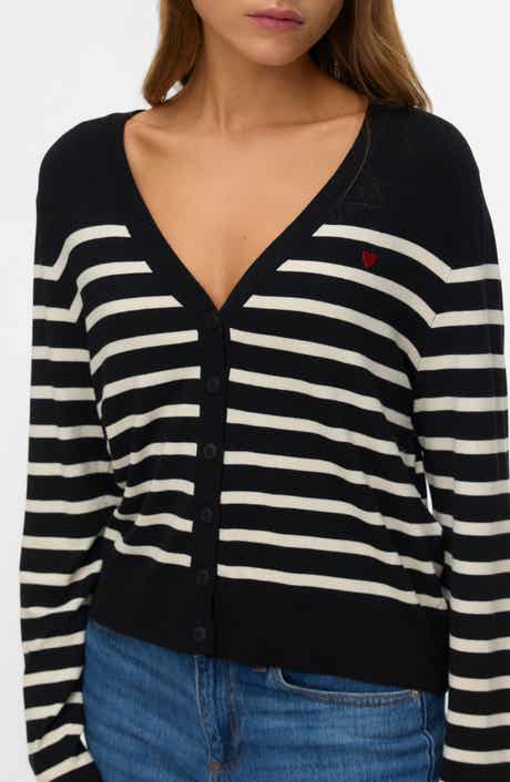 VERO MODA Dory Stripe V-Neck Crop Cardigan