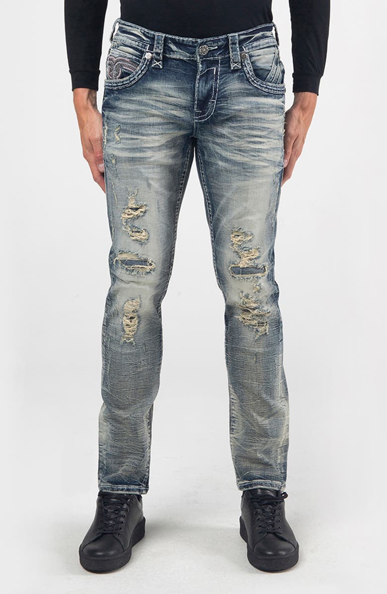 Rock Revival Alternative Rip & Repair Straight Leg Stretch Jeans, Main, color, 