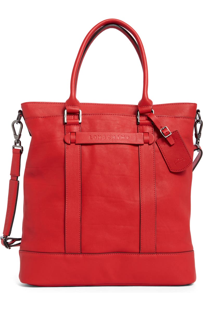 Longchamp Tote Bag, Main, color, Vermilion