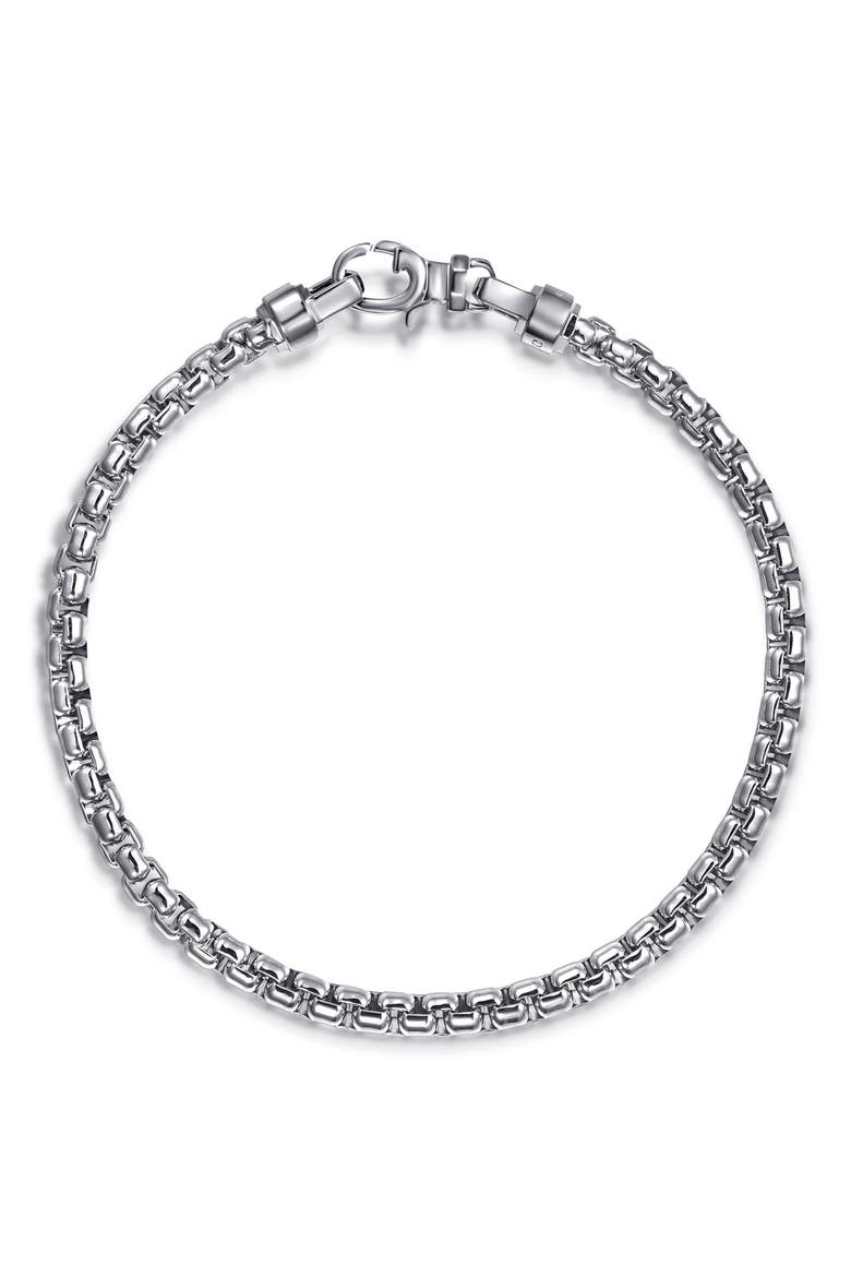 Men's Contemporary Sterling Silver Box Chain Bracelet, Main, color, STERLING SILVER