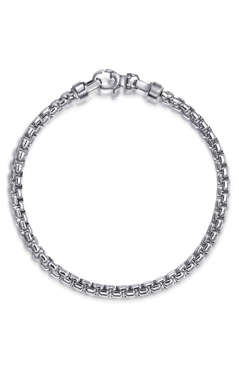 Men's Contemporary Sterling Silver Box Chain Bracelet