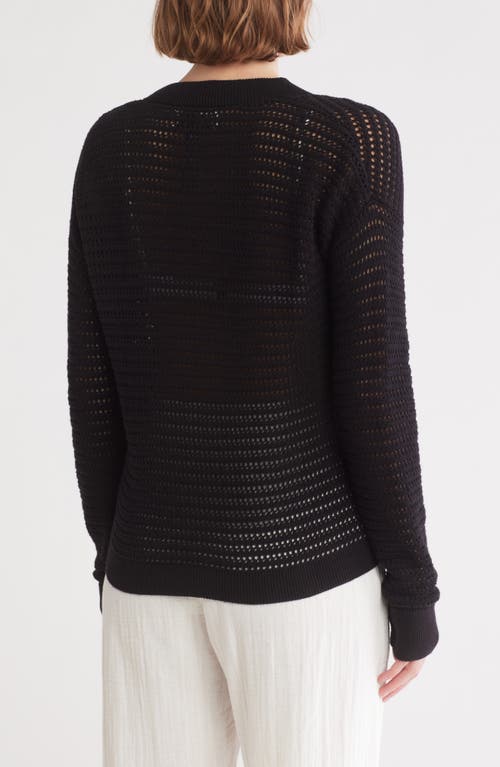 Beach Riot Gene Open Stitch Cotton Cardigan In Black