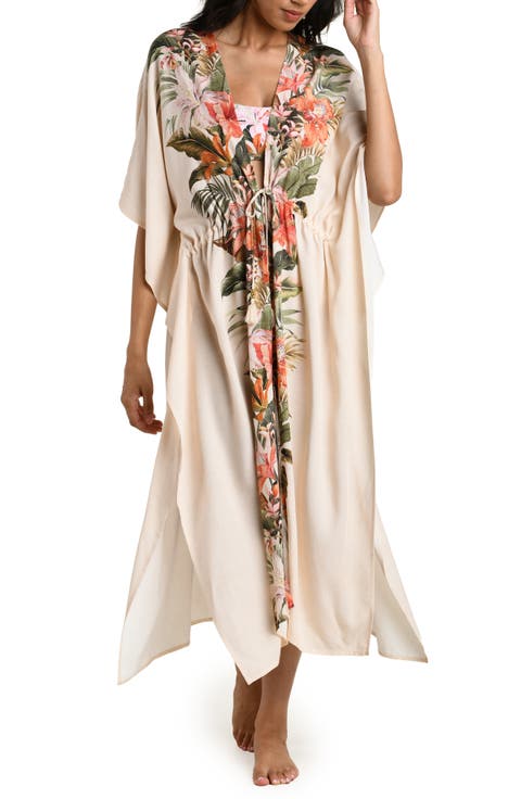 Courtyard Palms Tie Waist Kimono Cover-Up