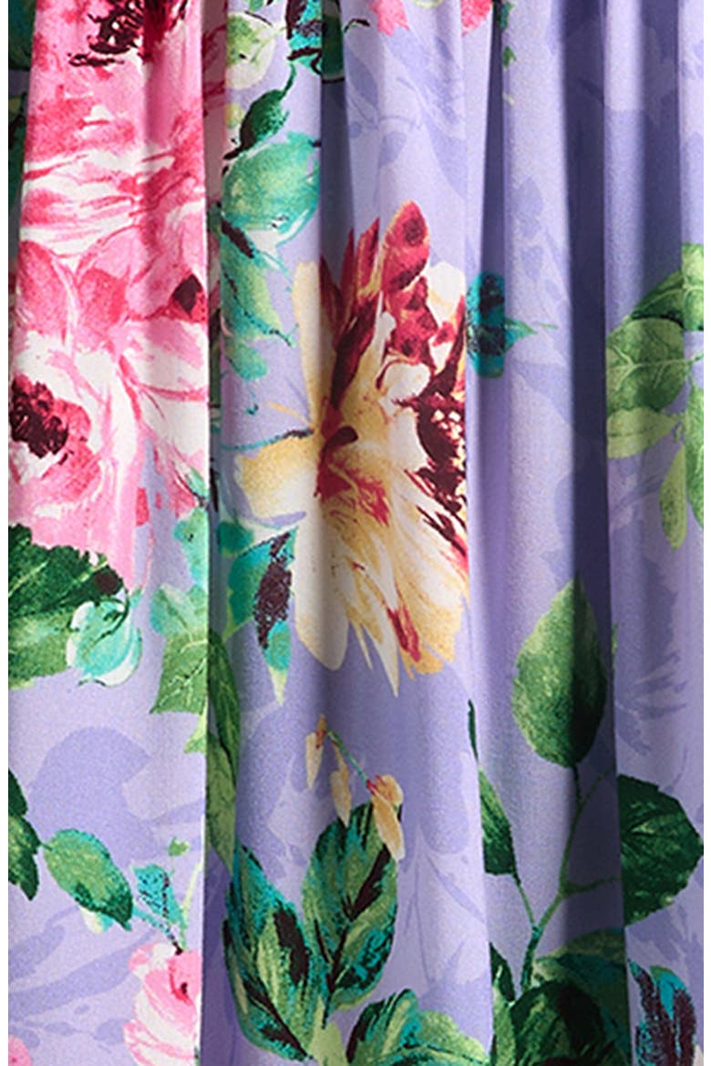 Kids' Floral Smocked Bodice Satin Maxi Dress, Alternate, color, PERI