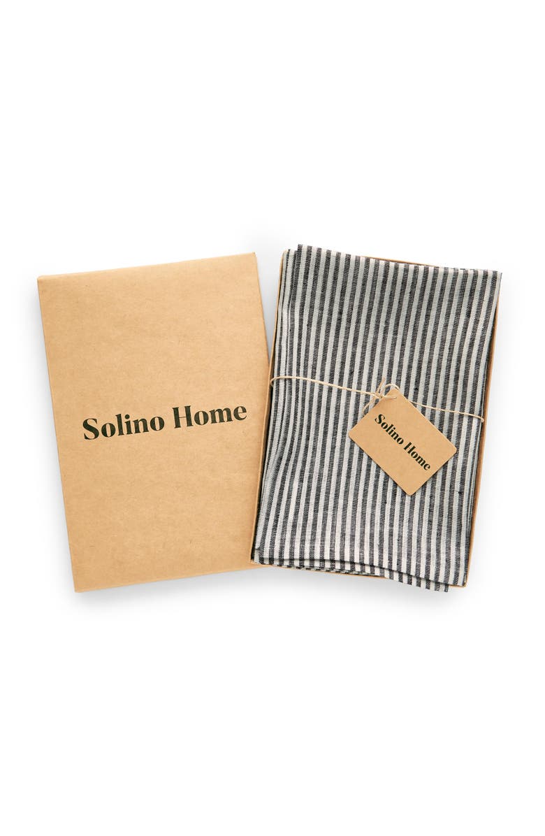 Solino Home Linen Dinner Napkins - Narrow Stripe, 20" x 20" Inch, Alternate, color, Black And White