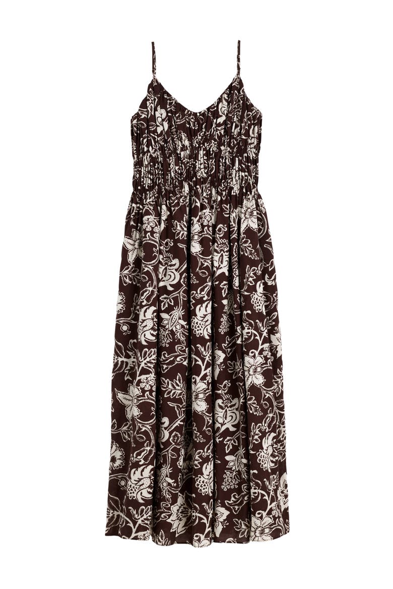 Ruched V-Neck Sleeveless Maxi Dress, Alternate, color, DARK BROWN