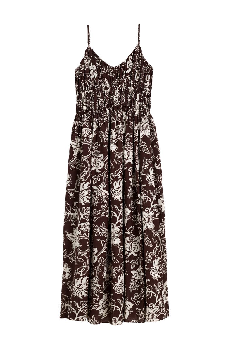 Madewell Ruched V-Neck Sleeveless Maxi Dress, Main, color, Dark Brown