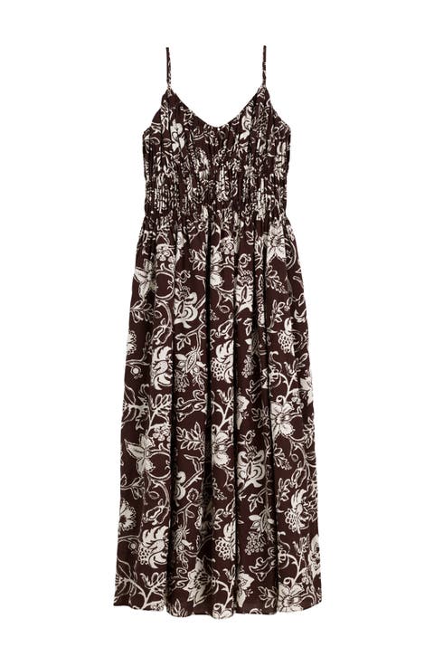 Ruched V-Neck Sleeveless Maxi Dress