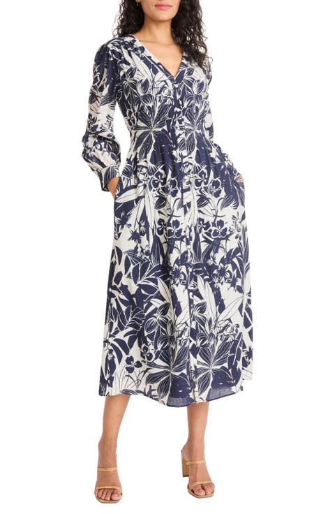 Long Sleeve Button-Up Midi Dress