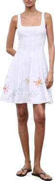 STAUD Wells Floral Stitch Minidress