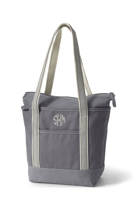 Zip Top Long Handle Canvas Tote Bag