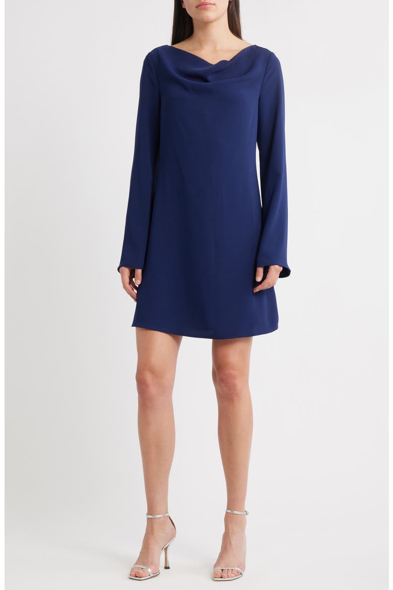 Long Sleeve Minidress, Main, color, NAVY