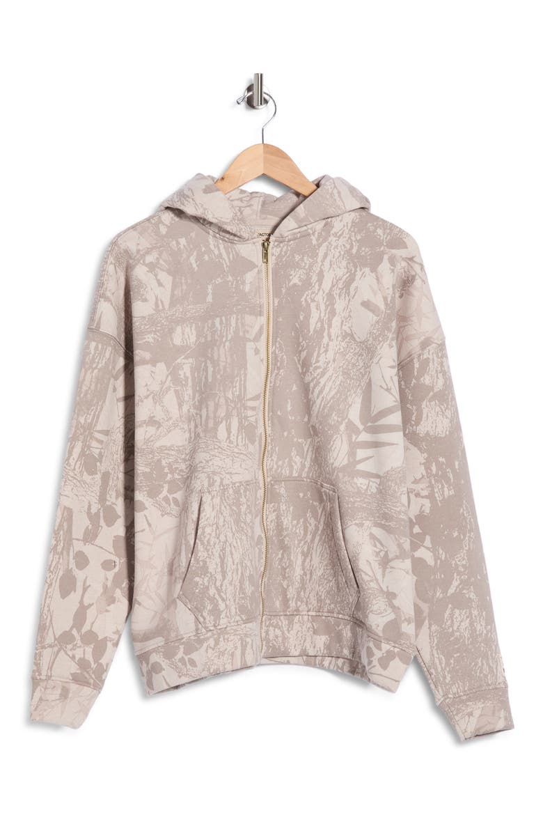 Tonal Leaves Zip Hoodie, Alternate, color, TONAL LEAVES