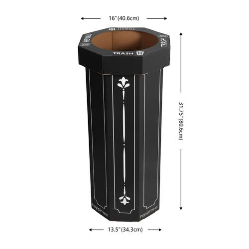 Happimess Fleur 25-gallon Classic Disposable Corrugated Cardboard Event Trash Can And Recycling Bin In Black