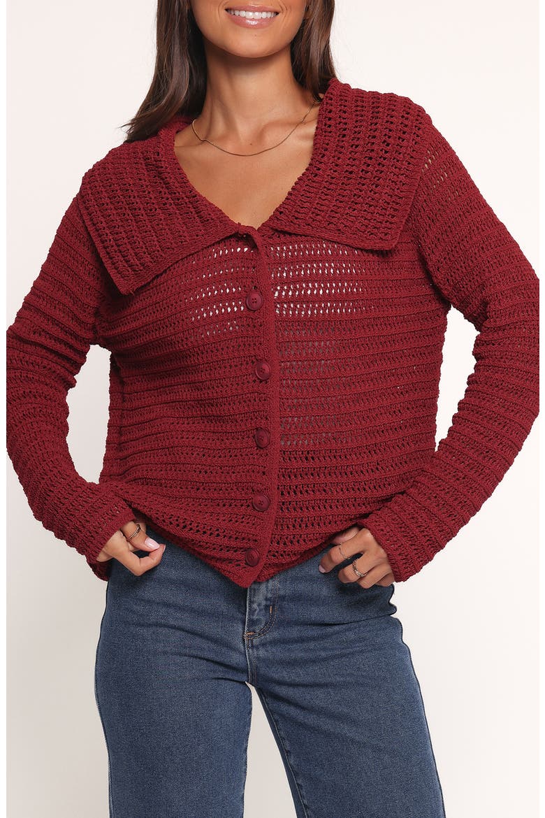 Lyra Sheer Cardigan, Main, color, BURGUNDY