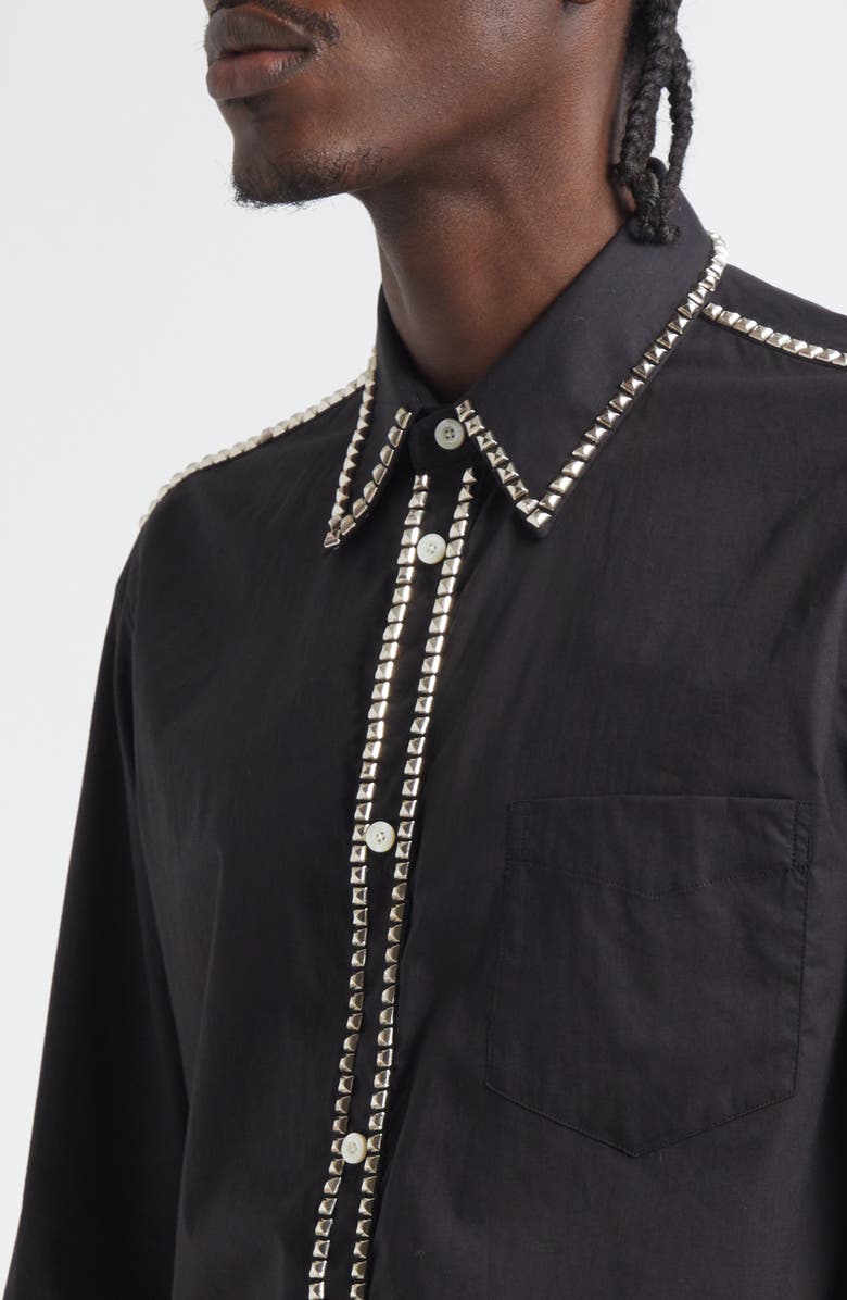 TAKAHIROMIYASHITA TheSoloist. Stud Embellished Reglar Collar Broad Button-Up Shirt, Alternate, color, Black