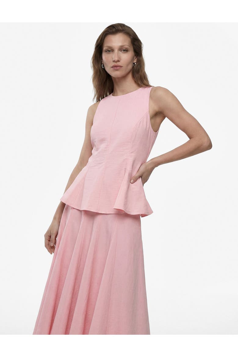 Crew Neck Sleeveless Peplum Top, Alternate, color, PINK