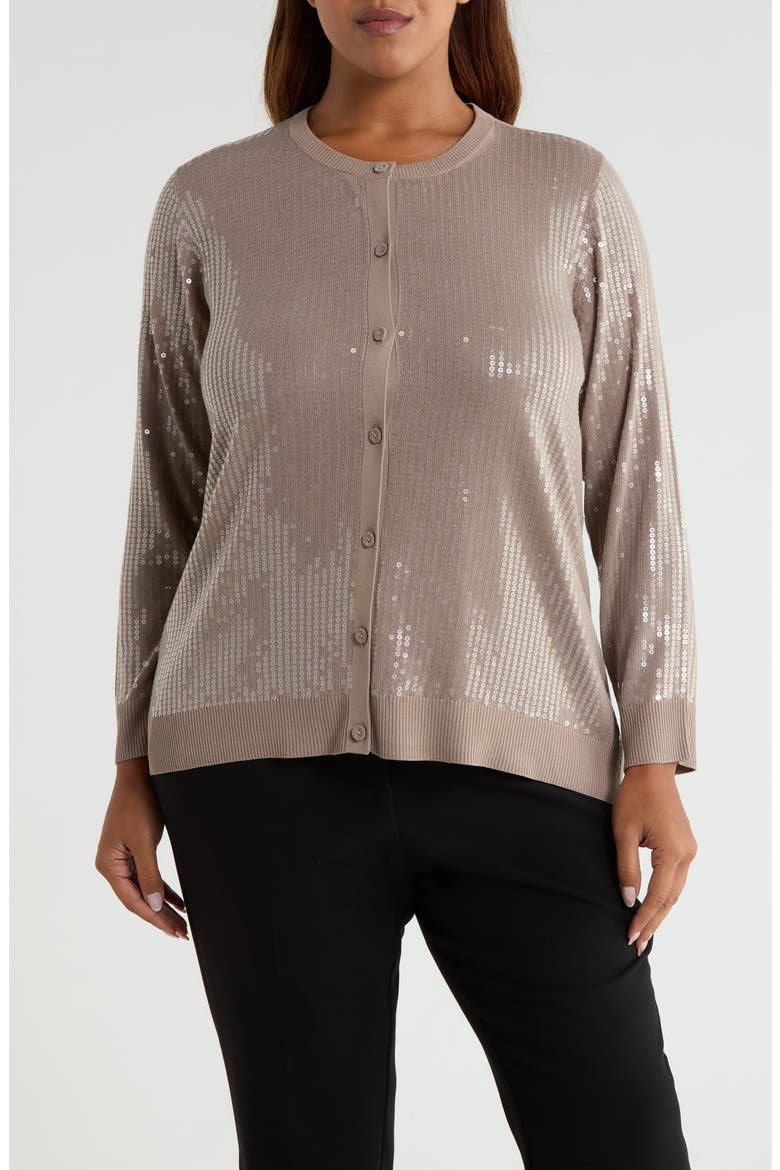 Sequin Embellished Cardigan, Alternate, color, NATURAL CLAY