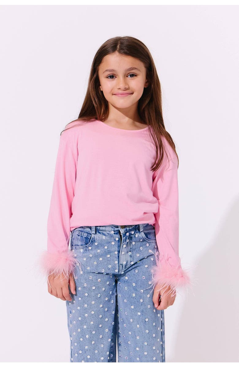 Lola + The Boys Pretty Feather Long Sleeve, Main, color, Pink