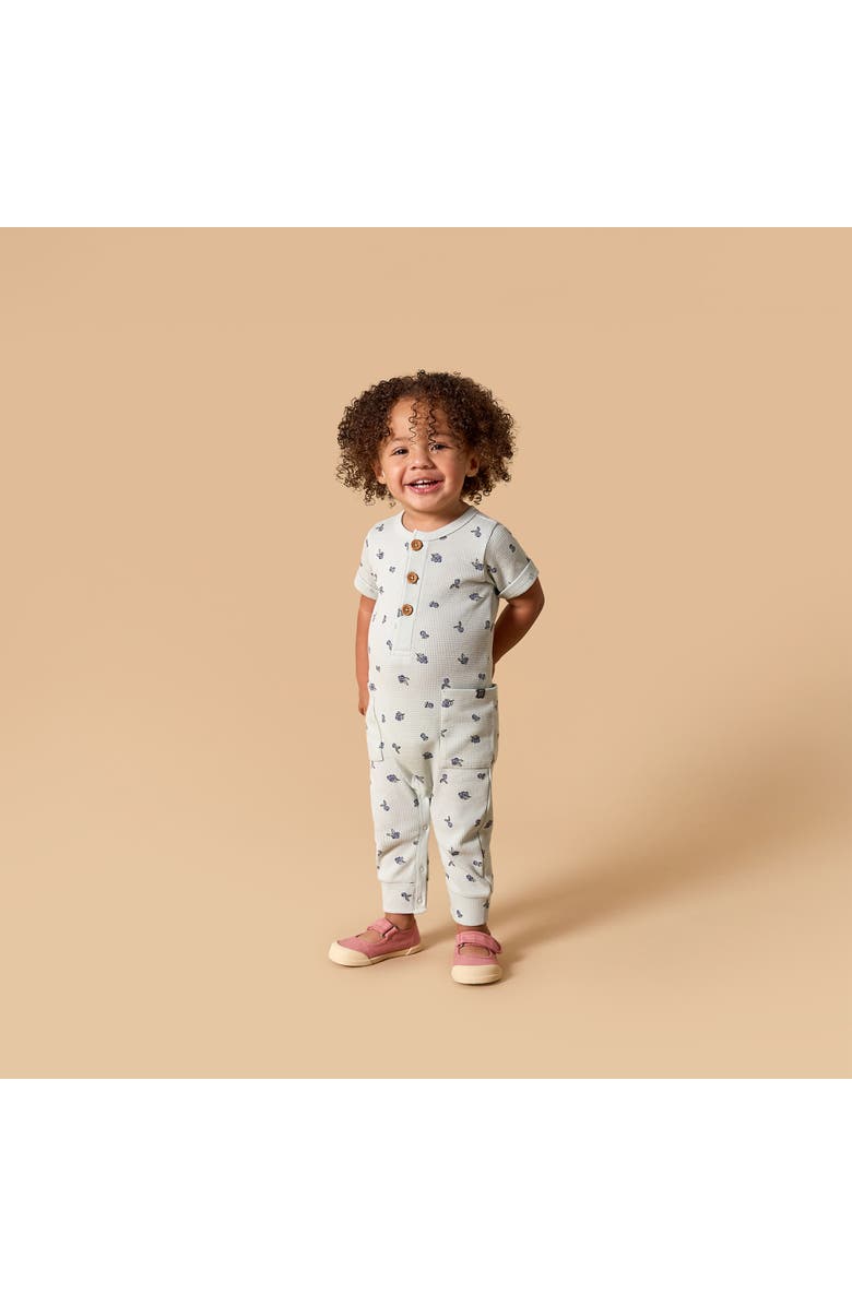 Modern Moments<sup>™</sup> by Gerber Baby Girls Light Sky Blueberry Short Sleeve Long Leg Romper, Alternate, color, Sky Blueberry