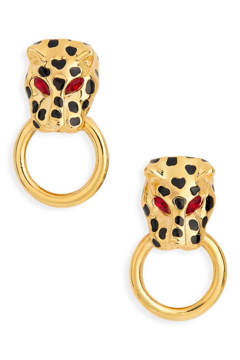 Leopard Statement Earrings, Main, color, POLISHED GOLD